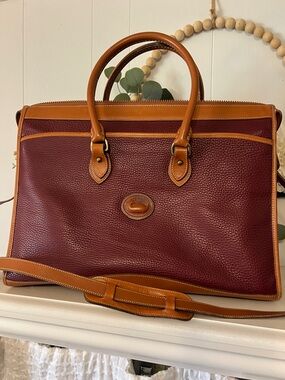Dooney & Bourke Vintage AWL Satchel Oxblood with Tan Trim